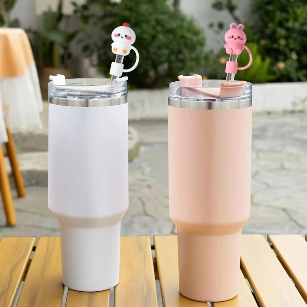 Cartoon 10mm Animal Shape Straw Topper Silicone Dust-Proof Straw Cover 3D Reusable Straw Tips Drinking