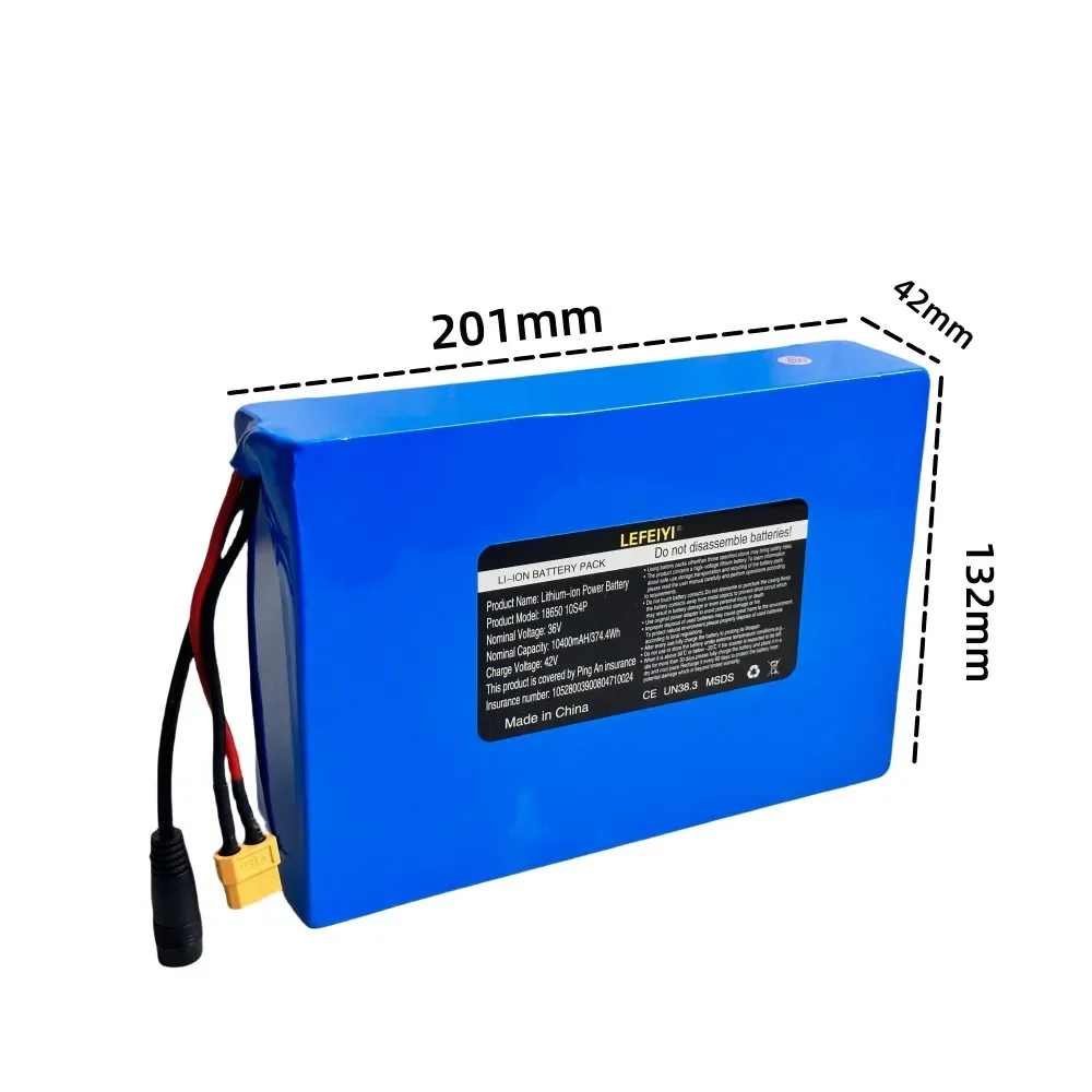 36V 10S4P 10.4Ah 18650h Electric Bicycle Lithium-ion 42V Electric Scooter Battery Original High-power Battery with Built-in BMS