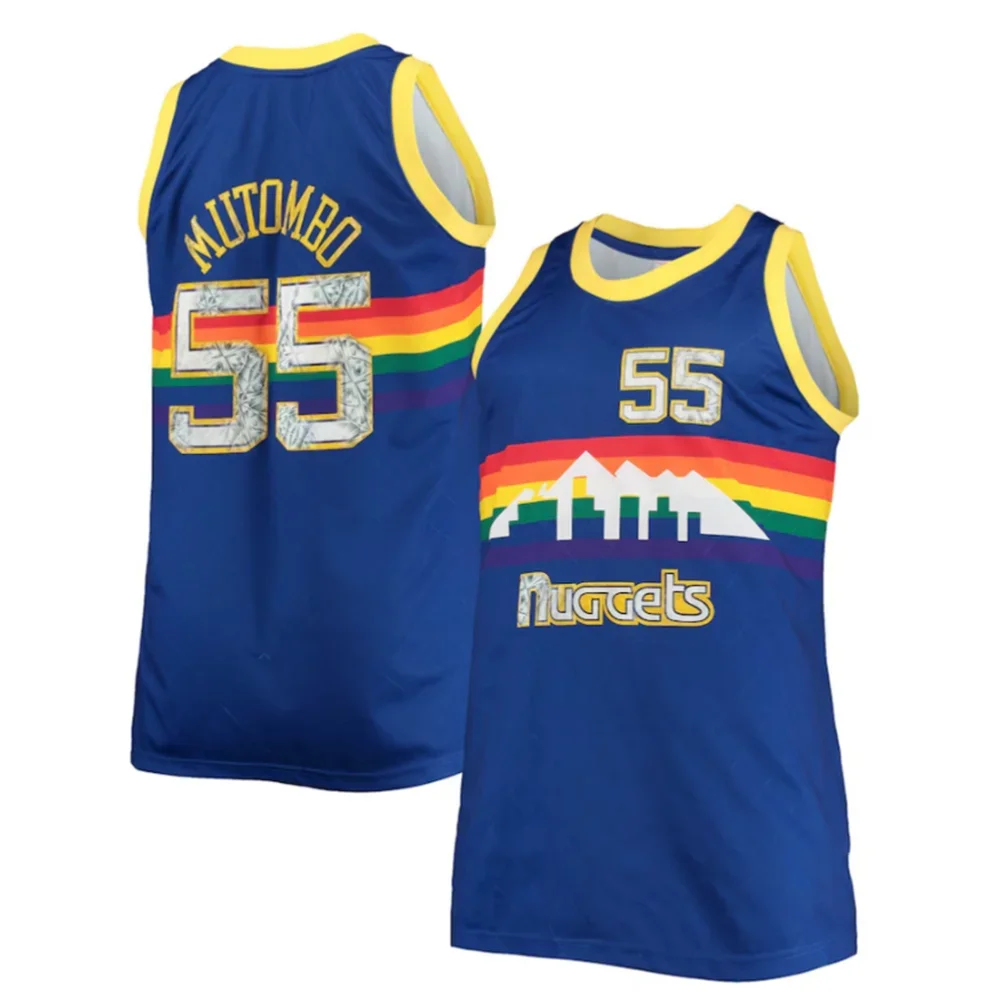 2024 New Mutombo Denver Basketball Jersey Boys Clothes Teenager Top Kids Men Tee Sleeveless Vest T Shirt Ness Player