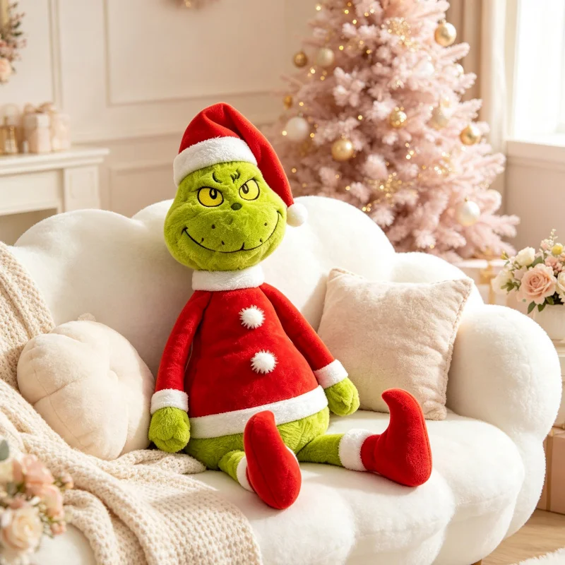 Green Shaggy Anime Figures Christmas Decoration Green Haired Monster Figurine Adorable Plush Doll Kid Birthday Gifts