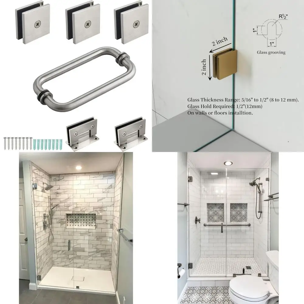 

Комплект фурнитуры для безрамных навесных душевых дверей для стеклянных панелей толщиной от 5/16 до 1/2, аксессуары для настенных распашных дверей