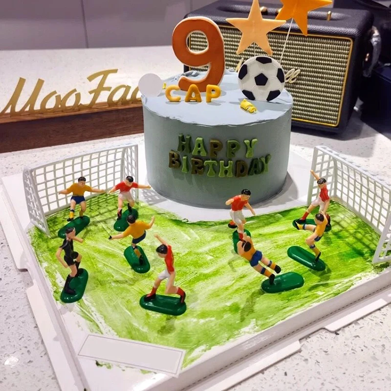 Fußball Geburtstag Kuchen Topper Fußballplatz Spieler Puppe Cupcake Topper Für Kinder Geburtstag Sport Party Kuchen Dekor DIY Backen Werkzeug – Detail 2