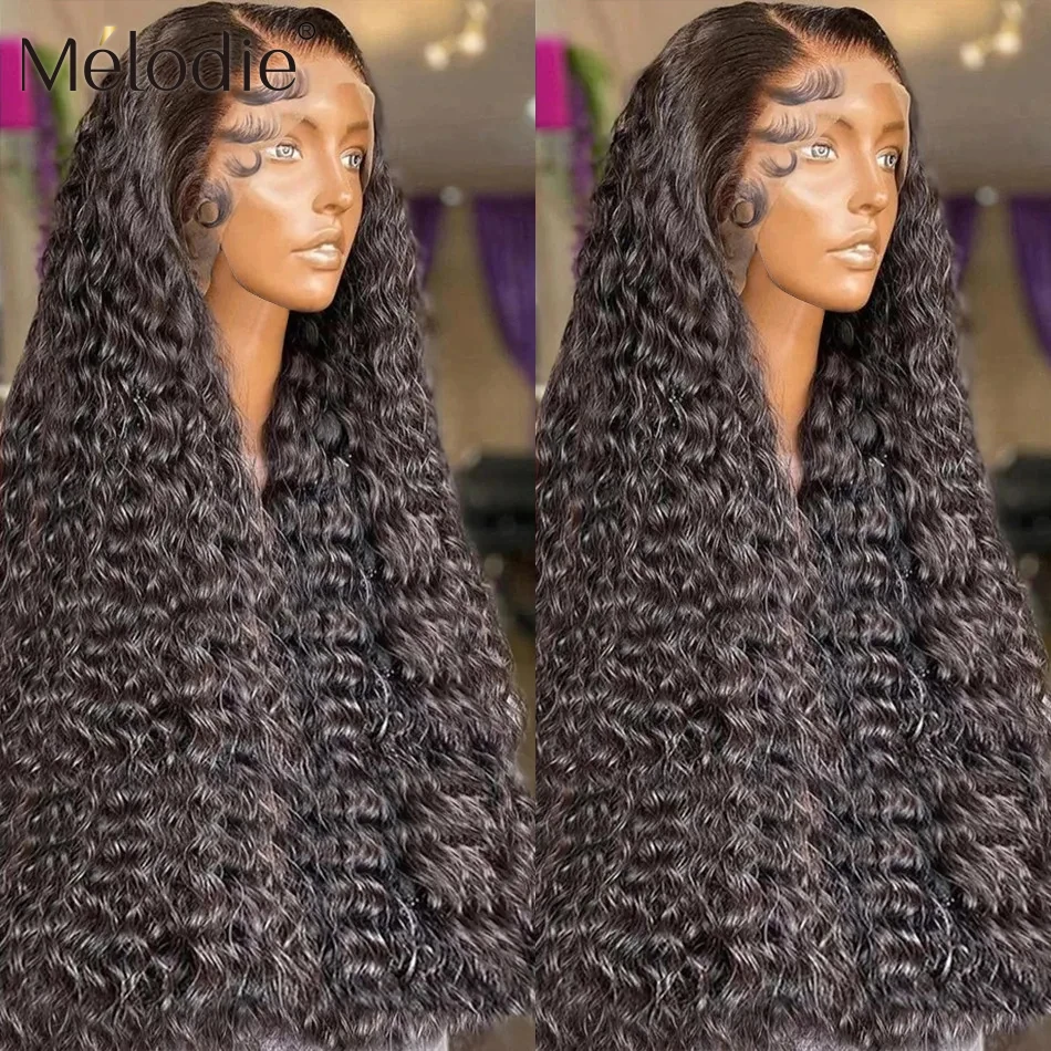 Melodie Loose Deep Wave 13X4 Transparent Front Curly Wigs HD Lace Wig 13x6 Human Hair Glueless 250 Density