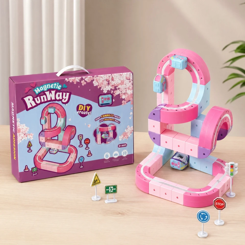 NEW Magnetic Electric Train Set,  Motorized Rail Car DIY Cube Building Block, Creative Birthday Christmas Gift for Girls Kids