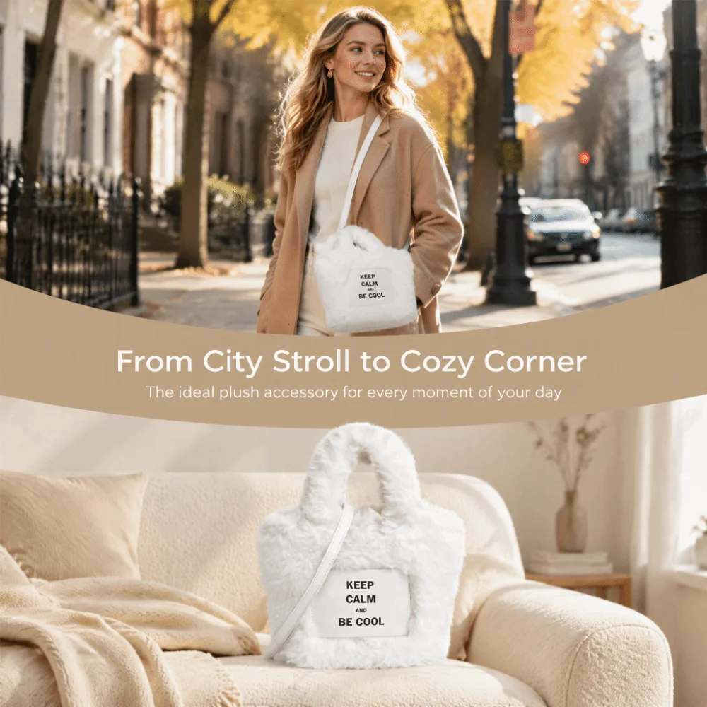 High Grade Texture Bucket Bag Casual Soft Fluffy Shoulder Bag Women Bag Women
