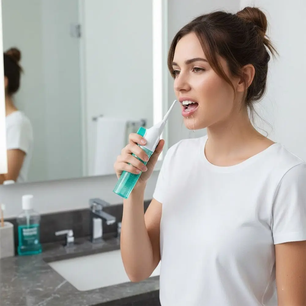 

Portable High Pressure Oral Irrigator Manual Toothpick Style Water Flosser Deep Cleaning Teeth Care Teeth Cleaner Household Use