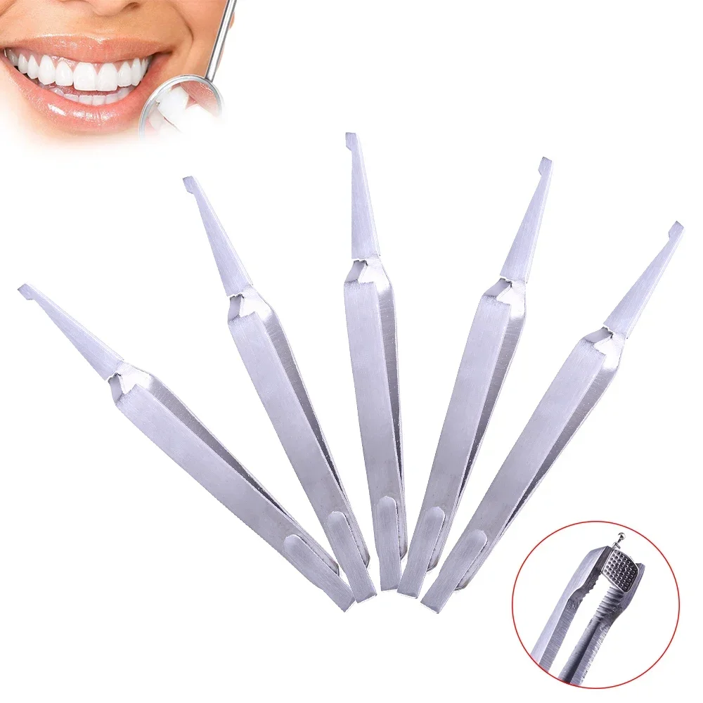 10pcs Dental Bracket Tweezers Holder Dentist instrument Stainless Steel Serrated Orthodontic Tweezers Plier for Teeth Care Tools