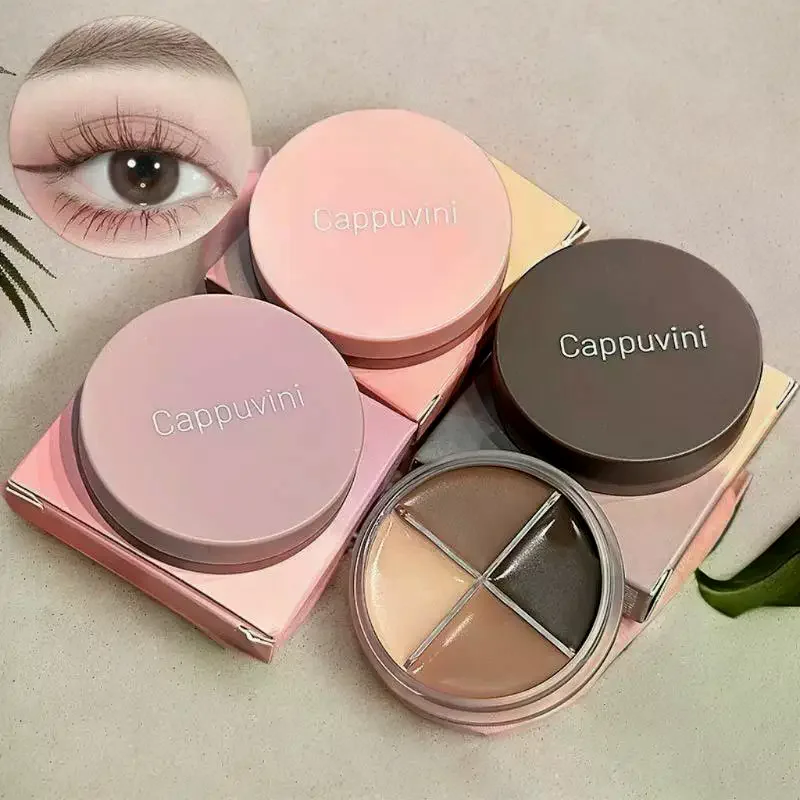 Cappuvini 4-Farben Matte Samt-Lidschatten-Palette Eyeliner Lidschatten Highlighter Kontur-Palette Augen-Make-up Niedliche Schönheits-Kosmetik