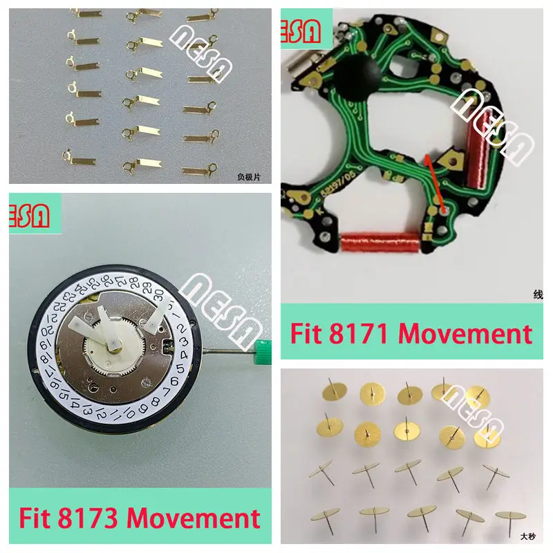 ISA 8171 8172 8176 8173 8174 8154 Quartz Movement Watch Accessories For Movement Battery Contact Clasp Circuit Board Stem