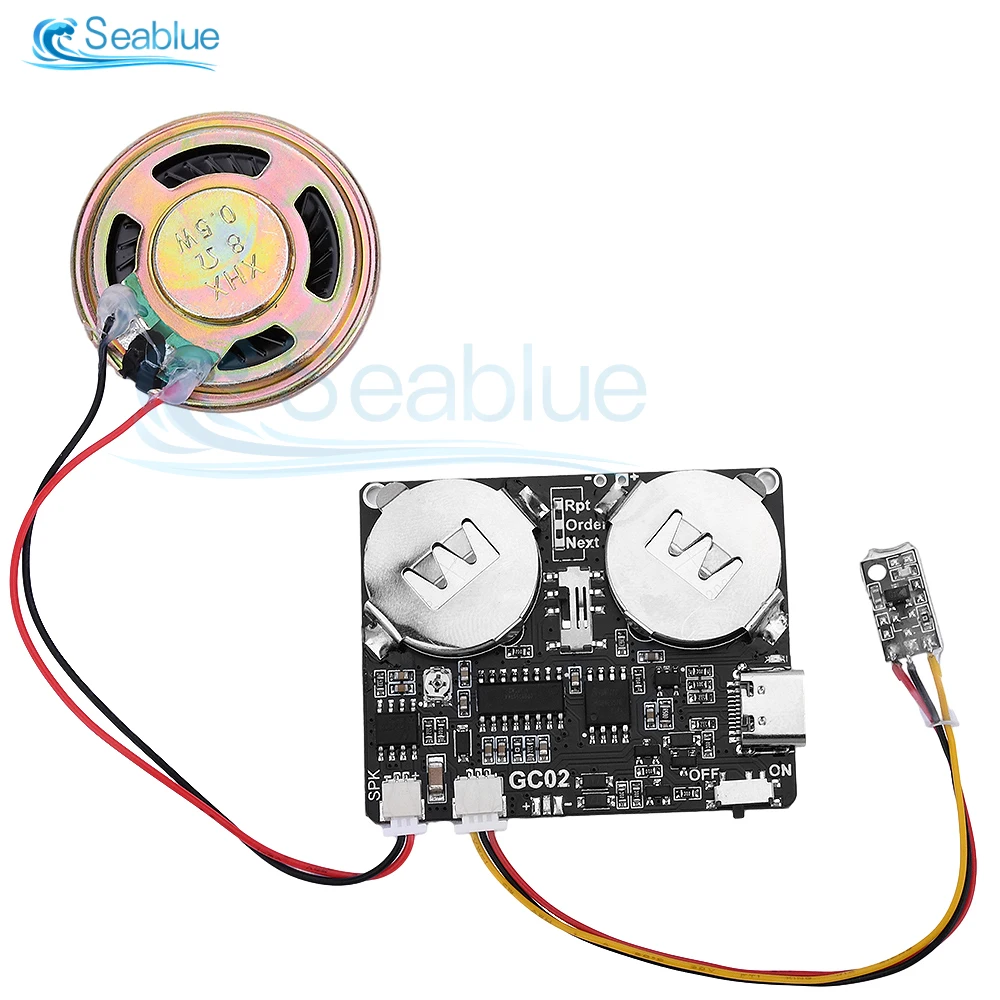 Recordable Sound Module 8M MP3 WAV Button Control Music Voice Player Programmable Board with Speaker for DIY Greeting Card Gift