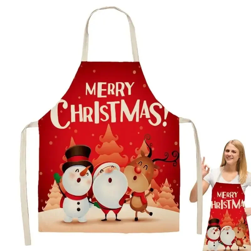 1Pcs Santa Claus Apron Christmas Tree Dinner Decoration Men and Women Home Kitchen Cooking Baking Oil-proof Apron