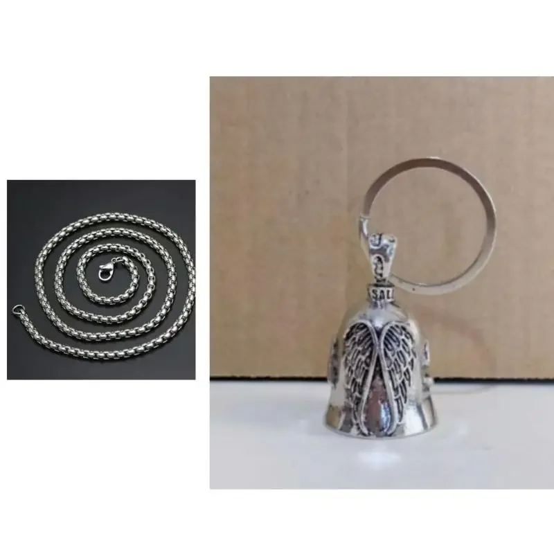Riding Bell Angel Wings Guardian Keychain Biker Riding Bell Keychain Motorcycle Accessories For Biker Riders Good Luck Gift