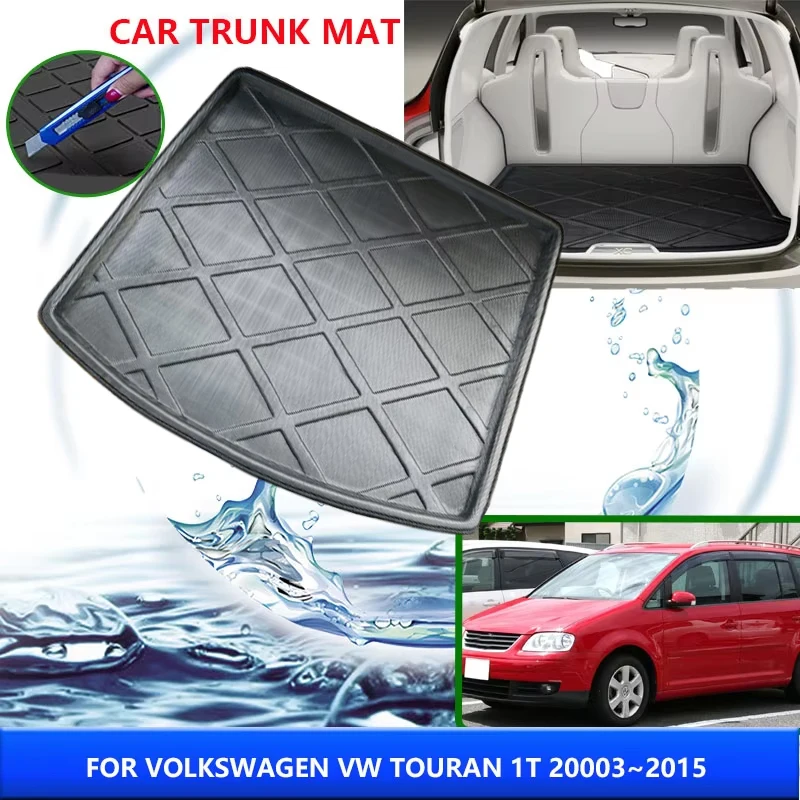 

Коврик в багажник для Volkswagen VW Touran 1T MK1 MK2 20003 ~ 2015 2005 2006 2008 Водонепроницаемый напольный коврик Защитный ковер Автоаксессуары