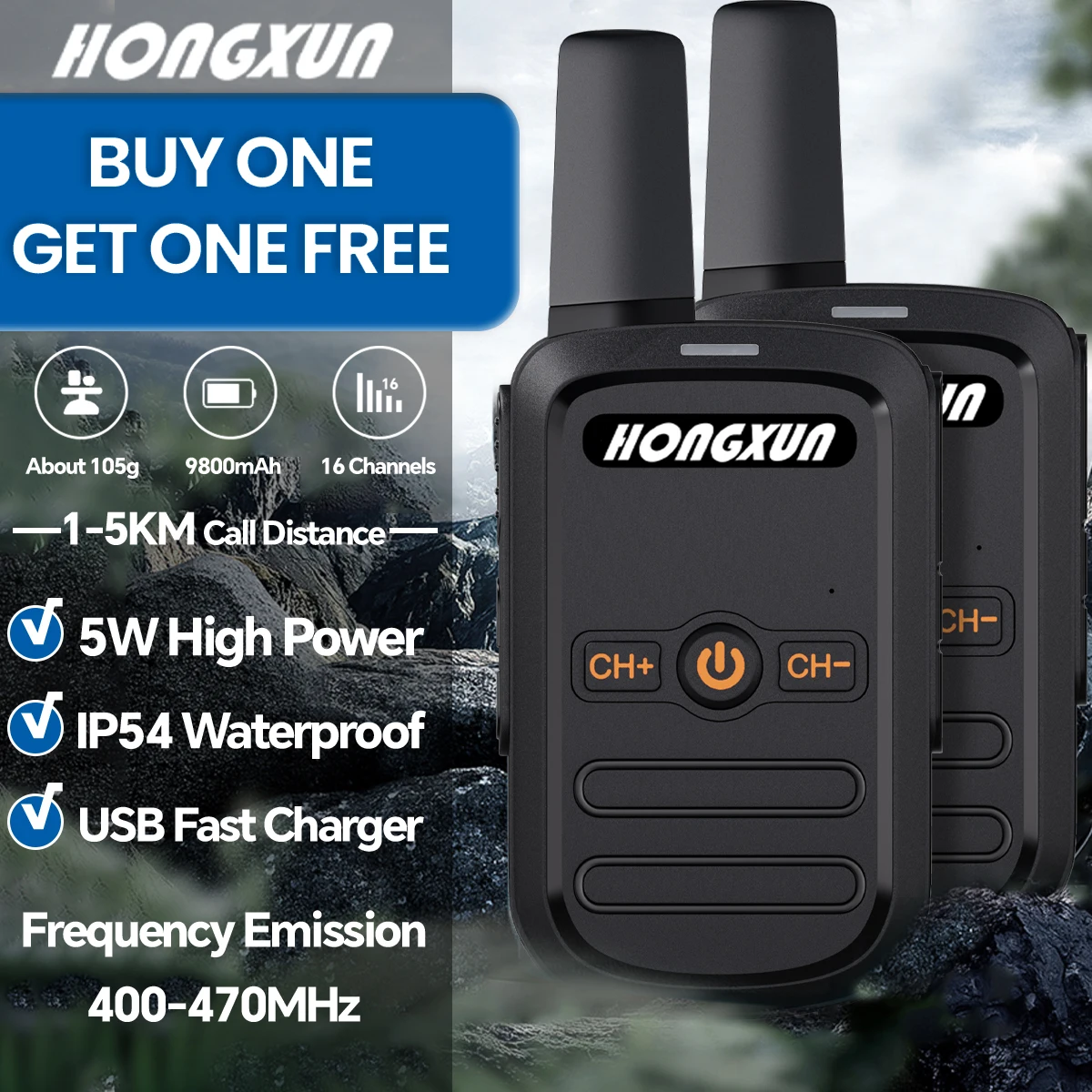 HX C51 2pcs Longcom Mini Ultra-Thin High-Powered Walkie-Talkie Small Handheld Intercom for Hotels Kitchens and Home Use