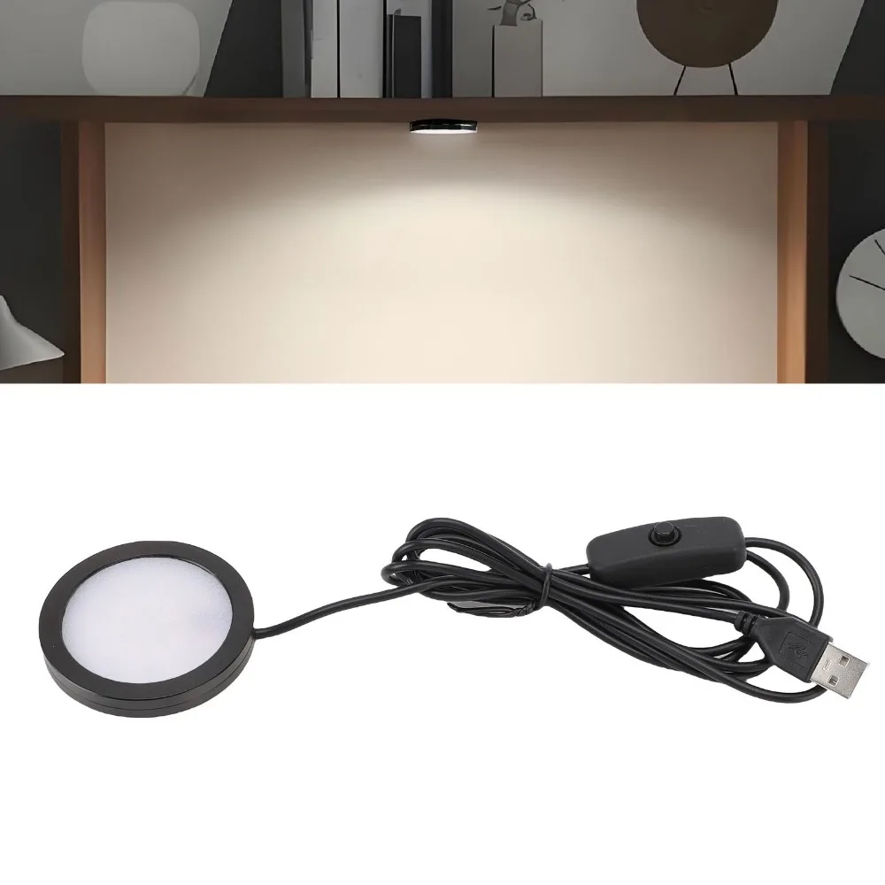 Aluminum Alloy Led Puck Light Neutral Light 4000K 3W Under Cabinet Lighting 5V USB Powered 120 Degree Beam Angle Cabinet Light