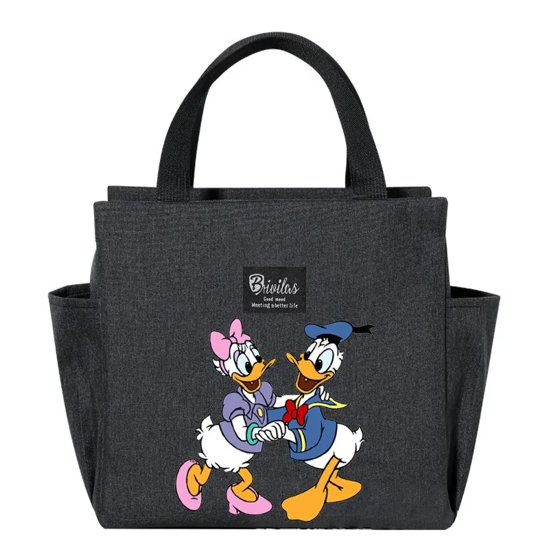 Disney Bento Box Bag Mickey Mouse Thermal Lunch Pack Large Capacity Zipper Storage Bags Travel Commute School Handbags Men Women