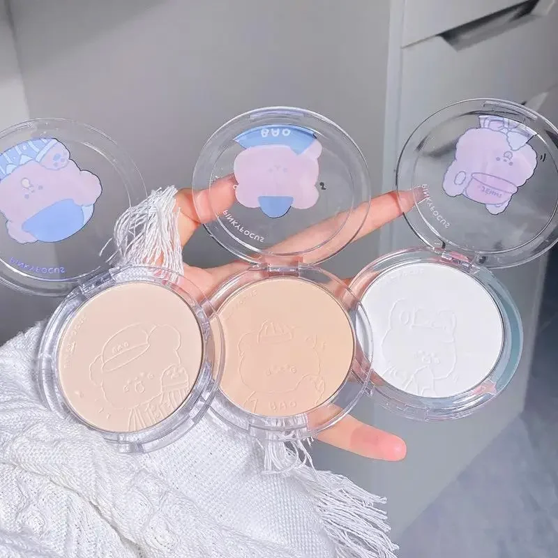 بودرة مكياج غير لامعة للتحكم في زيت الوجه، بودرة ضغط مرطبة طبيعية لتفتيح لون البشرة، مقاومة للماء، بودرة سائبة تدوم طويلاً