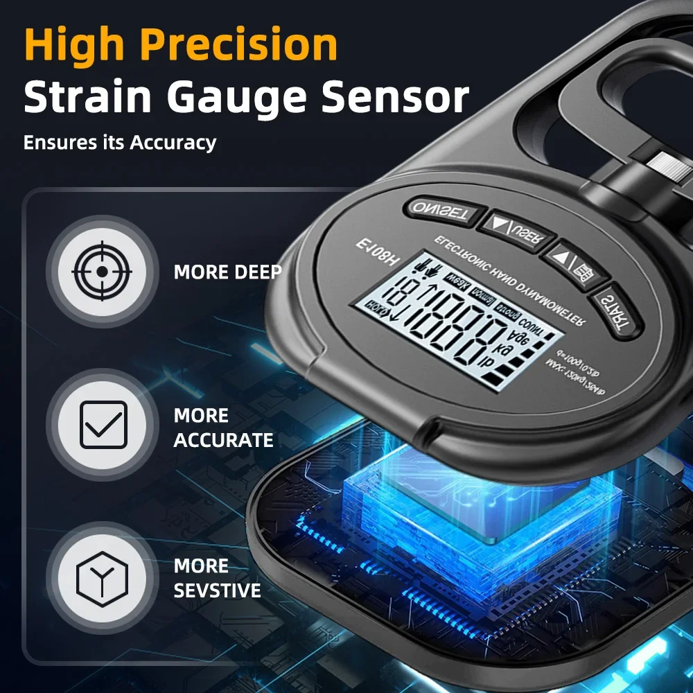 القبضات قوة 265 رطل الرقمية اليد دينامومتر المدرب الإلكترونية تستر متر قياس شاشة USB LCD الرياضة المنزل المدرسة