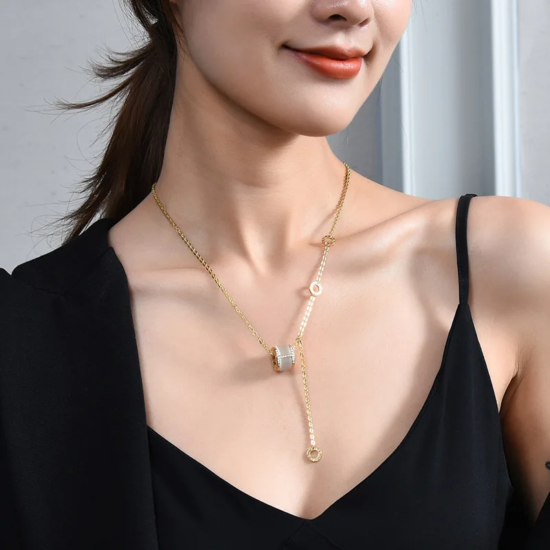 Ожерелье с маленькой талией, модный женский кулон с камнем «кошачий глаз», элегантное и модное колье.