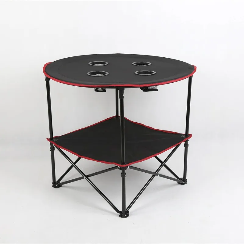 Outdoor beach round portable cloth table picnic backrest casual folding table garden courtyard household folding table