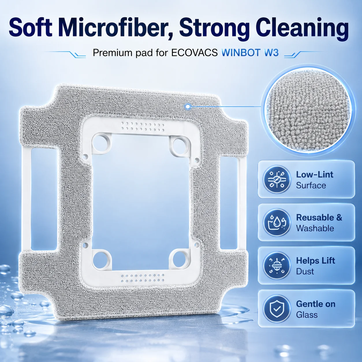 Replacement Mop Pad Cleaning Cloth Compatible for ECOVACS WINBOT W3 Window Cleaning Robot Washable Microfiber Cleaning Pad view 6