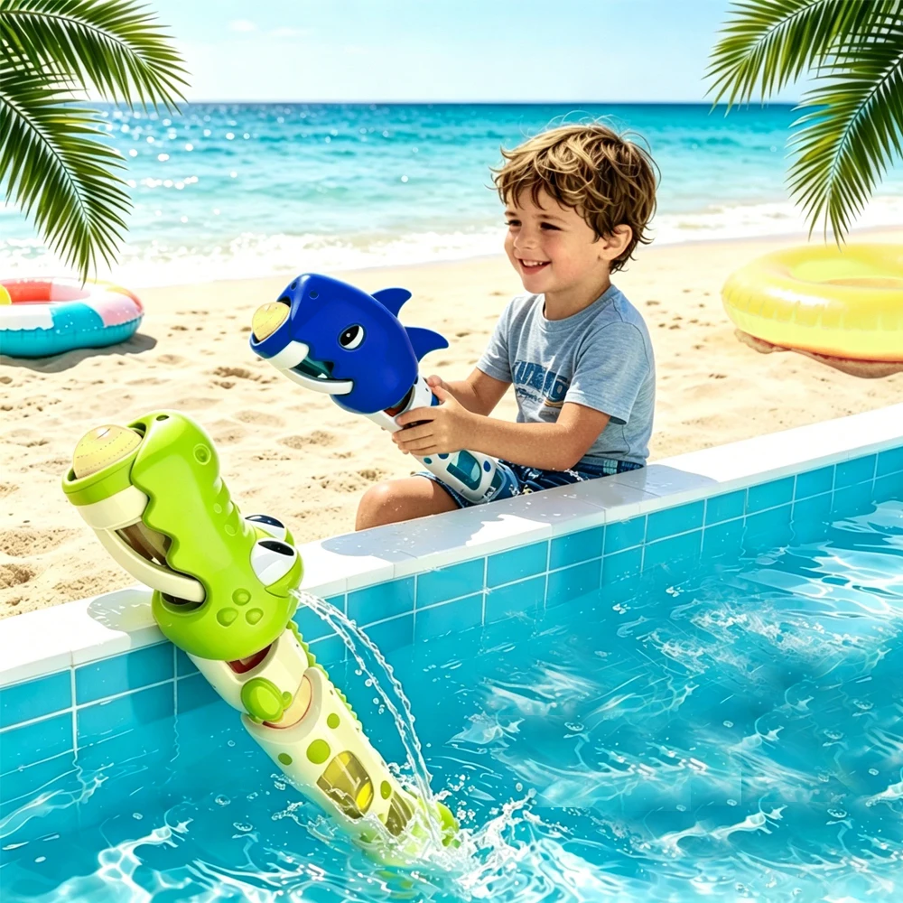 Kids Animal Water Spray Bath Toy - Crocodile/Shark/Pony Squeeze Water Gun, Fun Summer Bathtub & Pool Toy for Toddlers