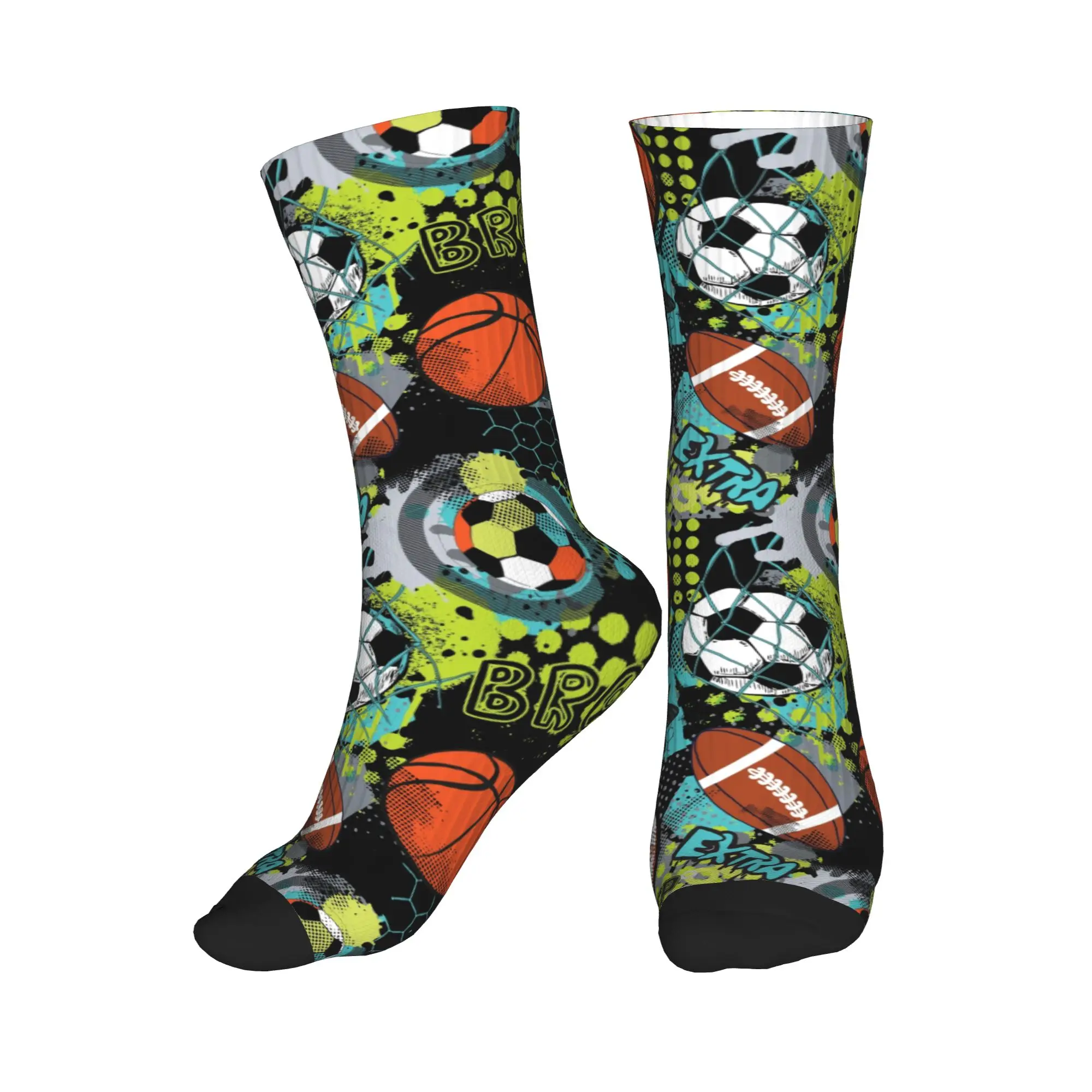 

Мужские носки с узором в стиле бейсбола, баскетбола и футбола, унисекс, милые носки с 3D-принтом