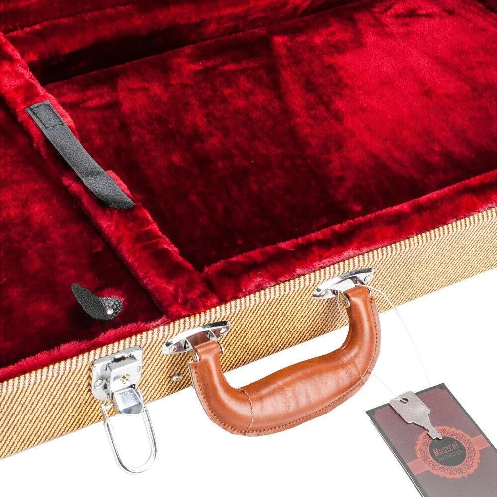 HOT Electric Guitar Hard Case Bag Rectangular with Lock Yellow Color