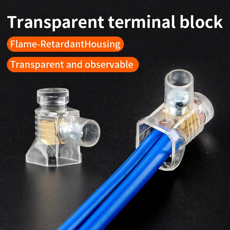 Transparent Brass Terminal Block With Flame-Retardant Shell  Solder Free Design  Fast Wiring Suitable Various Household Wiring