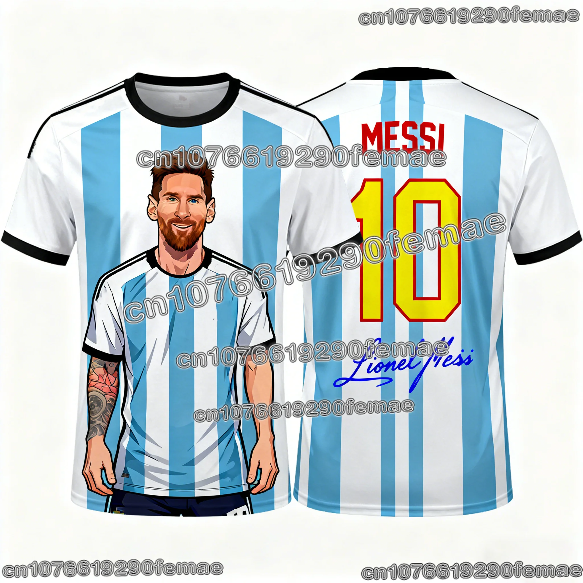 ميسي سوبر ستار جرافيك طباعة كرة القدم تي شيرت 2026 الصيف الرجال الموضة التذكارية جيرسي نمط سترة رياضية غير رسمية
