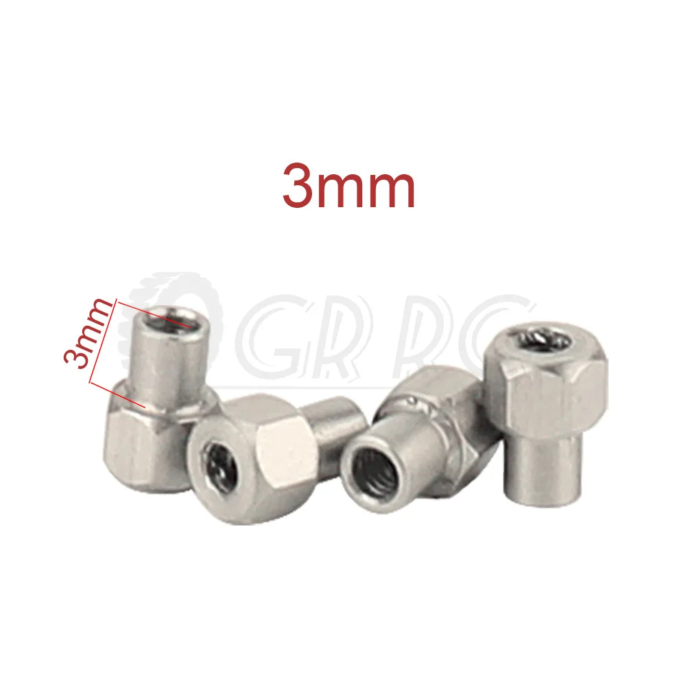 4PCS 2/3/4.7/5mm M2 Long Extended Wheel Nuts For 1/24 RC Crawler Axial SCX24 AX24 Upgrade Parts Stainless Steel Or Brass