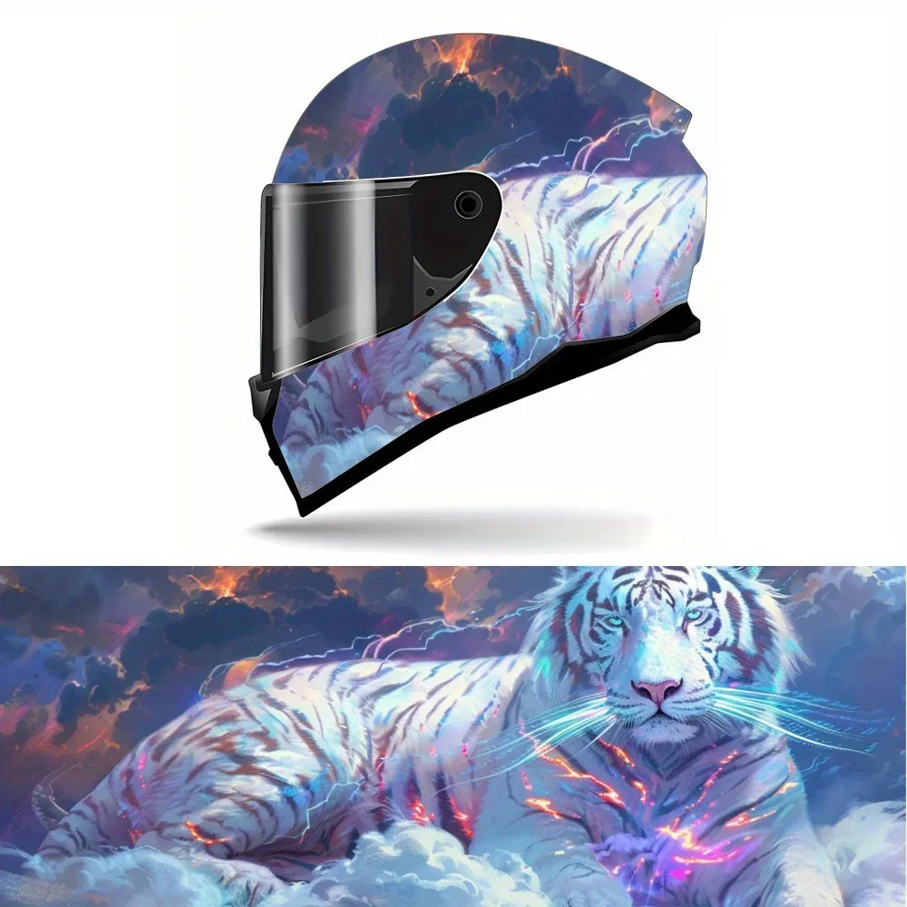 

Виниловая наклейка на мотоциклетный шлем с радужной тематикой «Белый тигр», самоклеящаяся водонепроницаемая отделка шлема, пленка для граффити «сделай сам», U