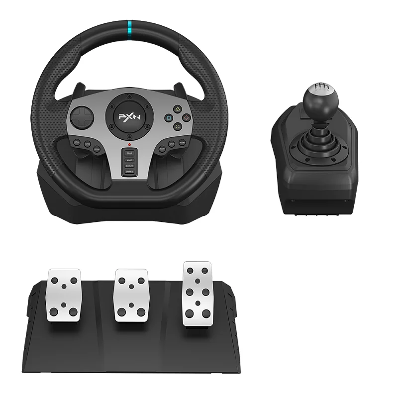 PXN V9 New 900 Degree Double Vibration Racing Steering Wheel with Shifter for PC/PS3/PS4/Xbox One&series/Switch