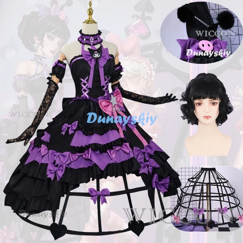 

Bloody Queen Kuromi Cosplay Costume Identity V Cosplay Costume Black Lolita Gothic Long Dress Full Set Wig Halloween Xmas