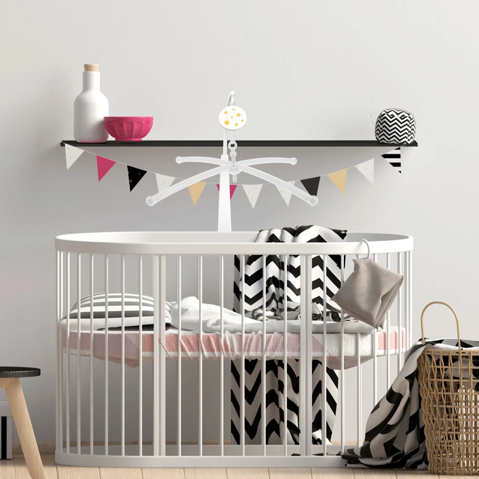 Baby Crib Mobile Cross Musical Holder Stable Baby Bed Bell Bracket Bassinet Hanging Rack Nursery Accessory Crib Mobile Arm Music