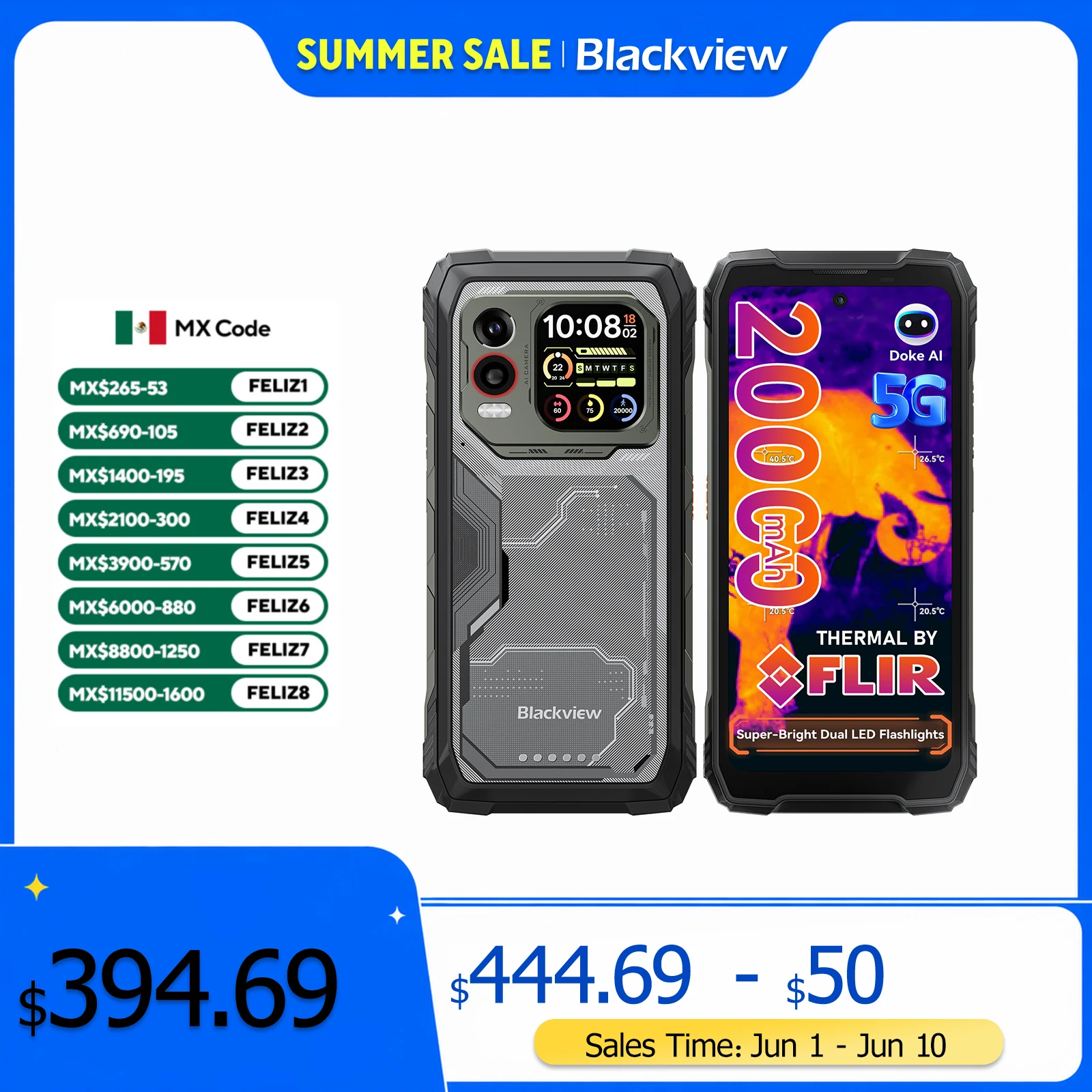 Blackview XPLORE 1 PRO Rugged Smartphone 6.78’‘2.4K Display 12GB+256GB/512GB Android 15 5G Mobile Phone with Thermal Imagin FILR