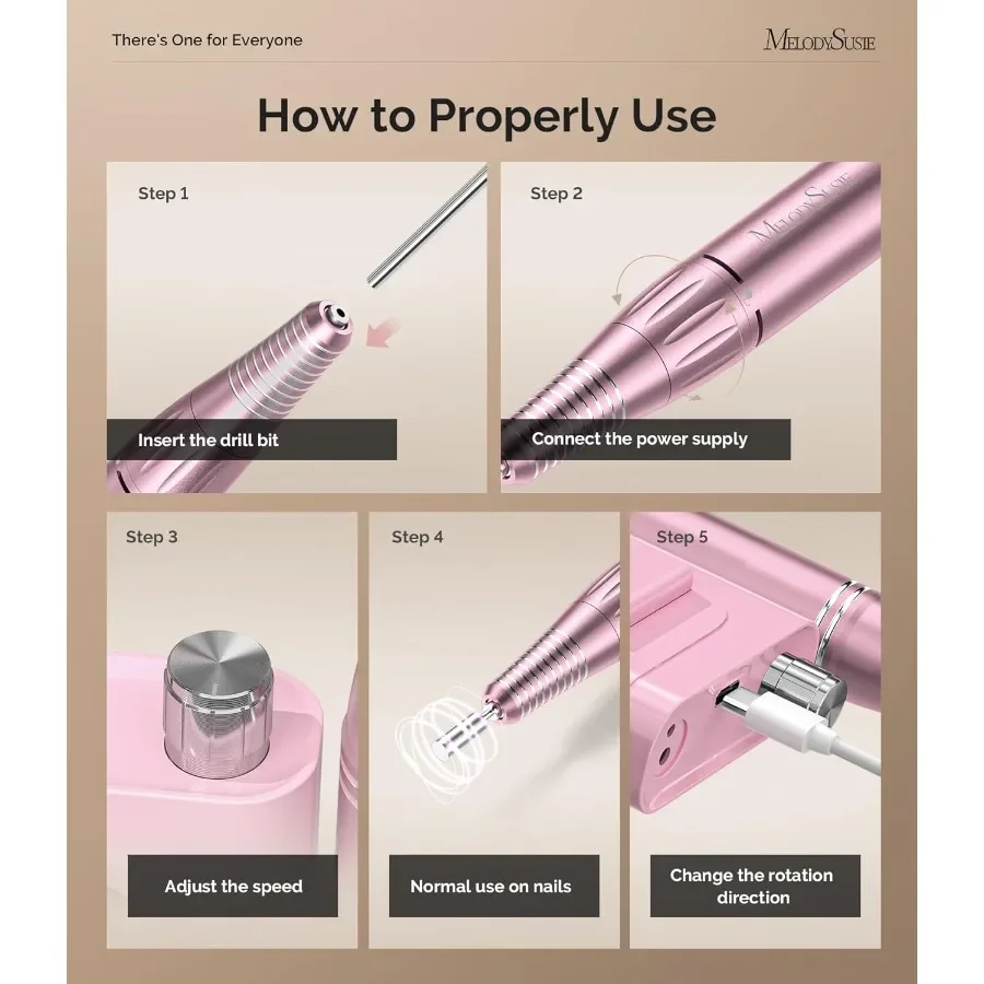 Broca de unha recarregável profissional, 30000 rpm, lixa de unha elétrica para moldar, remover polimento de unhas em gel, leve e fácil de usar