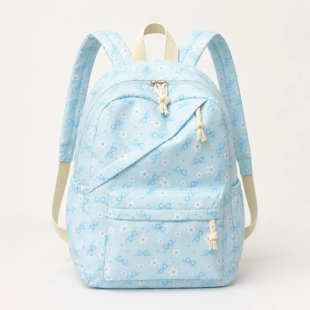 3PCS Bow Print Backpack,lunch Bag,Pencil Case Set Spacious Multicolor Schoolbag Set Waterproof Portable Student Rucksack Set