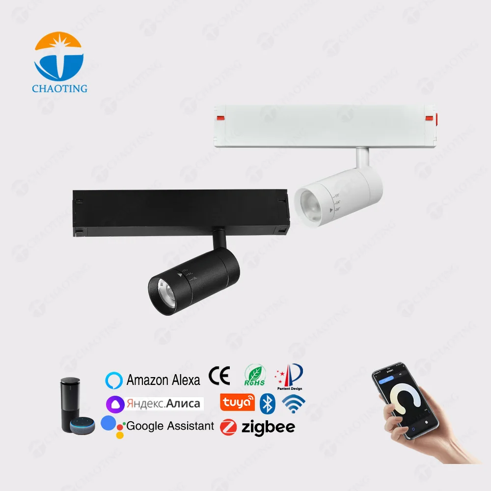 

New Smart Recessed Led Cob Magnetic Track Zoomable Adjust 2700K 3000K 5000K Spot Lighting Rail System Track Light For Commercial