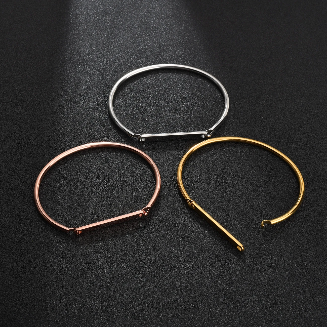 Stainless Steel Trendy Bangles Bracelets Hand Chain for Women Blank Bar Couple Cuff Bangle Birthday Christmas Jewelry Gifts