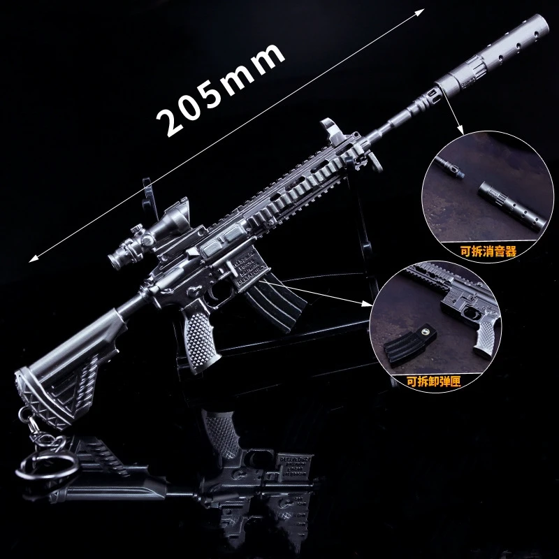 Multiple Styles PUBG Gun Keychain Metal 98K Weapon Model Alloy AK47 AWM Barrett Light Key Chain Car Pendant Gifts Toy for Kids