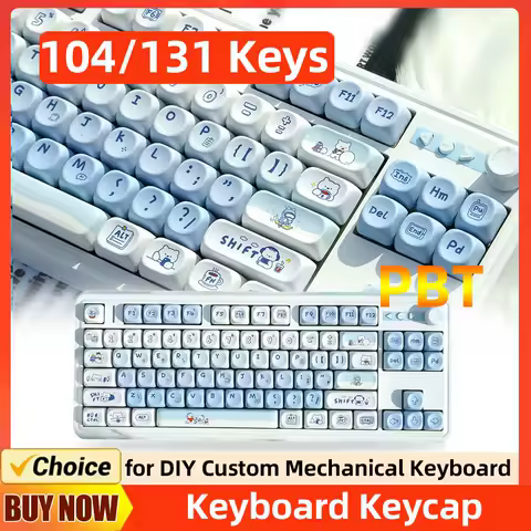 131 Key Winter Bear Theme PBT Keycap Cartoon Key Caps Cute MOA Profile Keycaps for DIY Custom Mechanical Gaming Keyboard