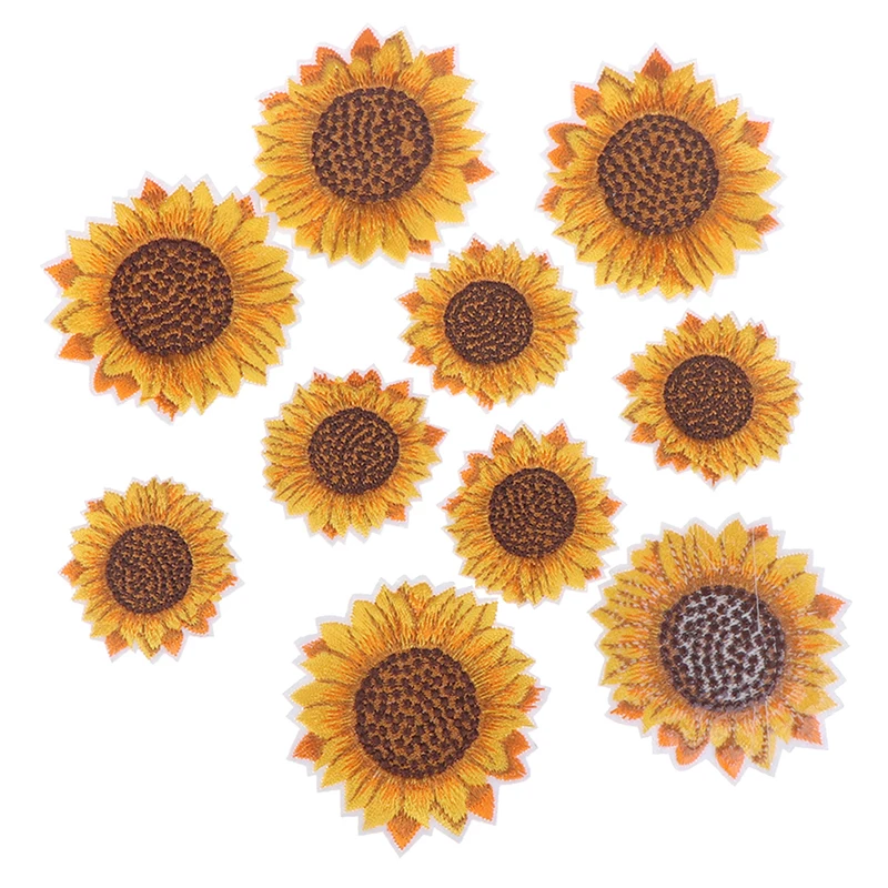 5Pcs Sunflower Sew on/Iron on Embroidered Patch Diy Craft Clothes Applique