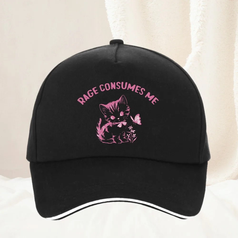 

Rage Consumes Me cat Vintage hat Men Women Fitness sports hat Nature Lover Silly cat Retro cartoon Baseball Cap