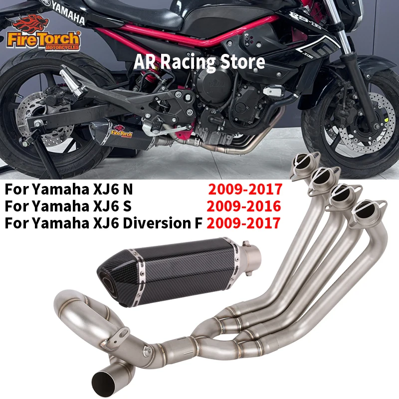 Sistema de escape completo para motocicleta Yamaha XJ6 N, XJ6 S, XJ6 Diversion F 2009-2017, tubo de conexión delantero con silenciador