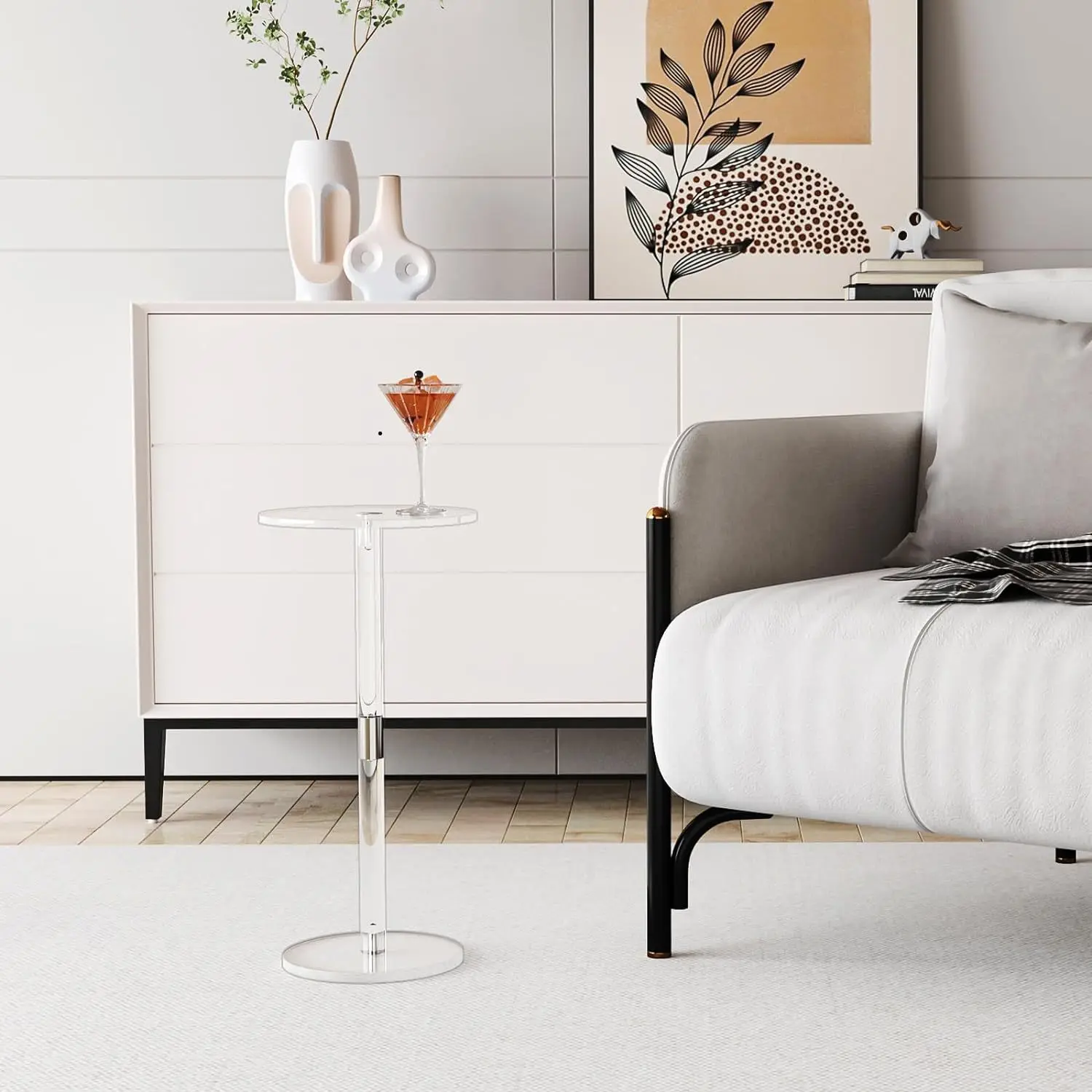 Transparent Acrylic Side Table Nordic Simple Creative Fashion Corner Small Round Table Small Space Beverage Table New image 3