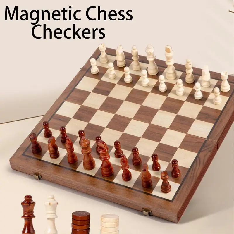 Magnetic Wooden Folding Chess Set for Adults and Kids Game Board Interior Storage Family Gift