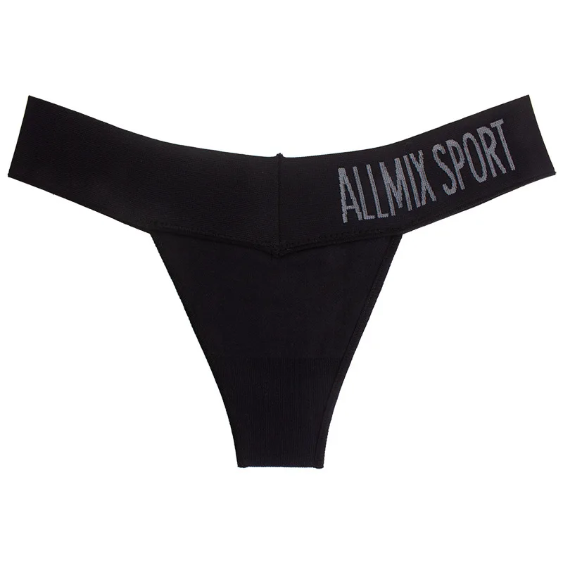 Lencería sexy sin costuras para hombre, ropa interior deportiva, tanga con letras, escote en V profundo, cintura baja, calzoncillos sin costuras