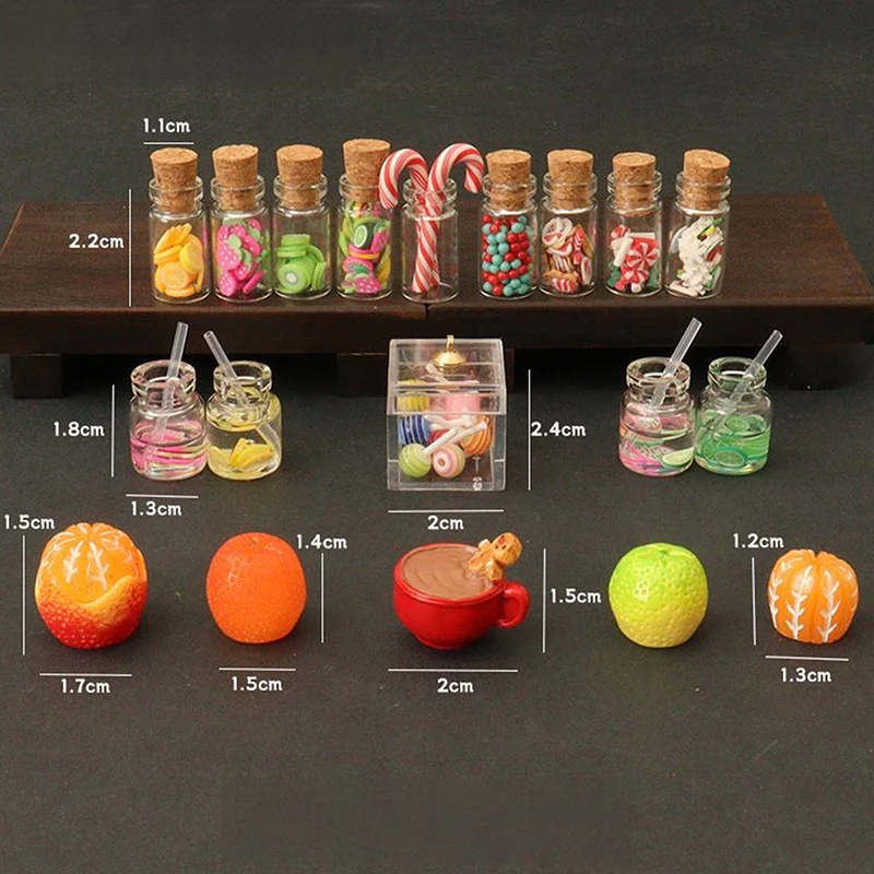 19Pcs/Set Dollhouse Mini Creative Simulated Christmas Glass Bottle Candy Cookies Model Miniature Scene Xmas Kids Toys DIY Decora