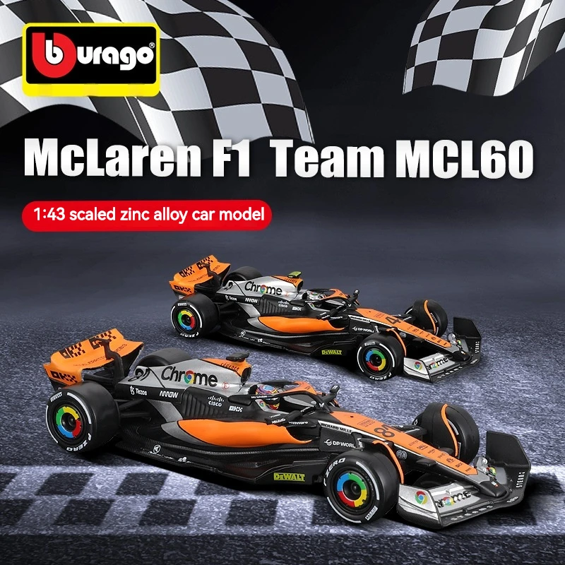 Bburago 1:43 F1 Mclaren Mcl60 #4 Lando Norris #81 Oscar Piastri Formula Racing Alloy Model Toys For Adult Collectible Gifts